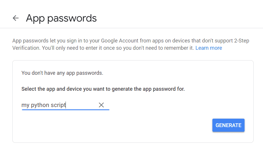 creating app password