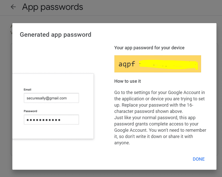creating app password