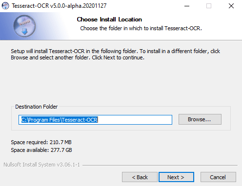 Tesseract installation step 5