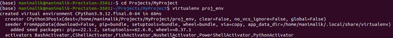 Python virtualenv command
