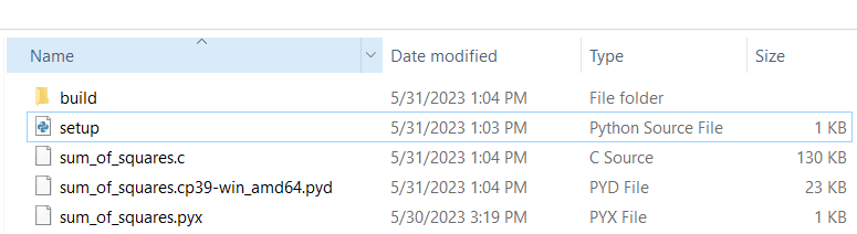 files for compiling cython code