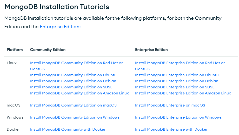 mongodb download options