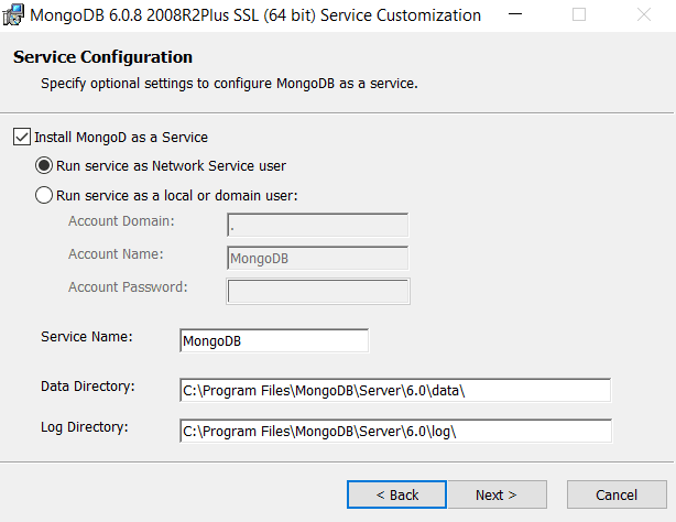 mongodb download service config