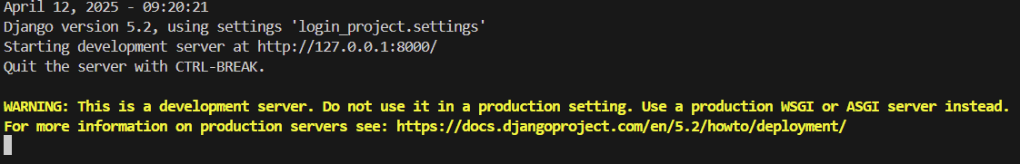 django server start message django server start message