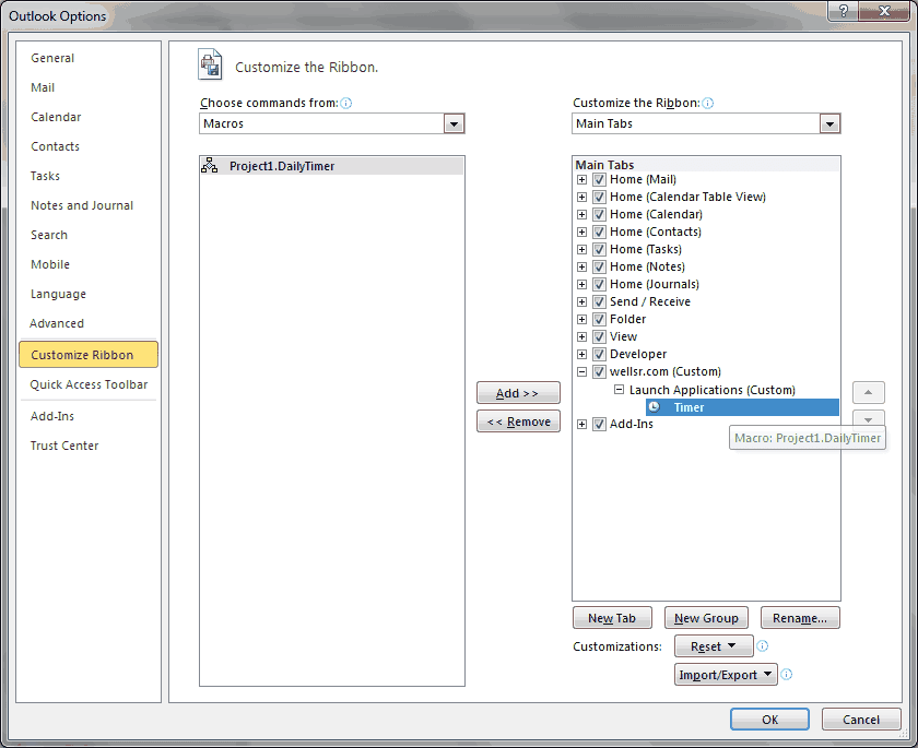 Rename Outlook Ribbon Button