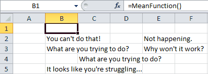 VBA UDF to prevent anyone from typing in Excel VBA UDF to prevent anyone from typing in Excel