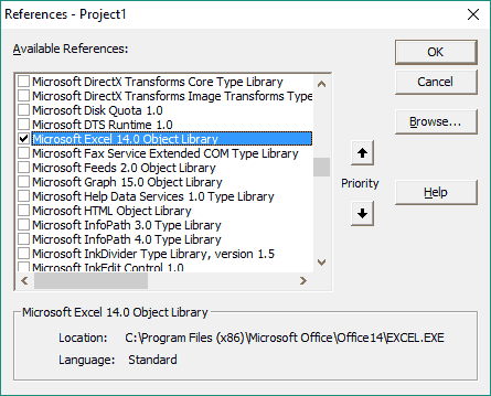 Add Reference to Excel Object Library Add Reference to Excel Object Library