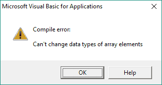 ReDim Cannot Change VBA Array Data Type ReDim Cannot Change VBA Array Data Type