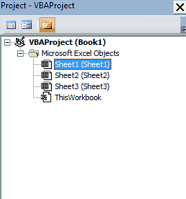 Project Explorer Sheet1 Project Explorer Sheet1