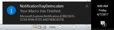 Windows 10 VBA Notification Tray Balloon