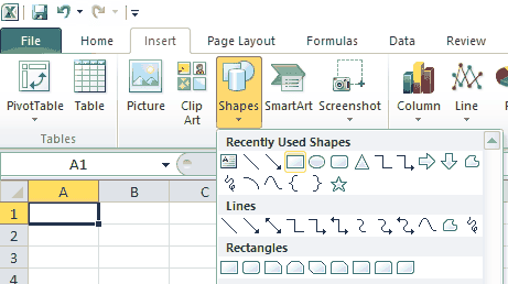Insert Shape in Excel Insert Shape in Excel