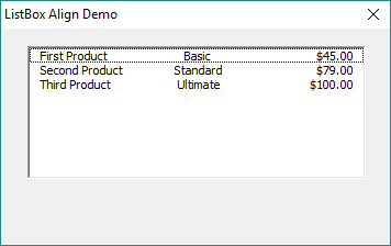 VBA UserForm ListBox with Each Column Aligned Differently VBA UserForm ListBox with Each Column Aligned Differently