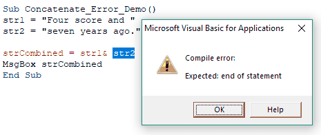 VBA Concatenate Error VBA Concatenate Error