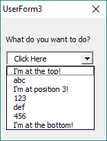 ComboBox pvargIndex to add item to dropdown ComboBox pvargIndex to add item to dropdown