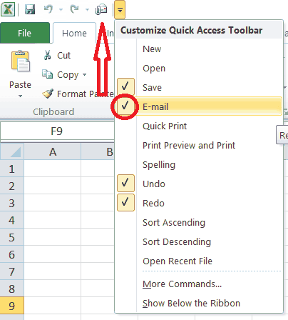 Enabling and Using Quick Menu Send Email Quick Menu Choices and Email Button with Highlights