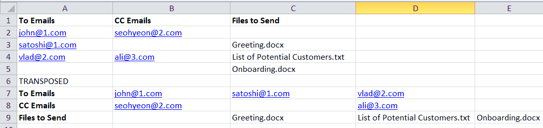 Transposed Original and Transposed Datasets