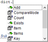 VBA Dictionary Auto List Members VBA Dictionary Auto List Members