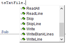 VBA OpenTextFile Auto List Members VBA OpenTextFile Auto List Members
