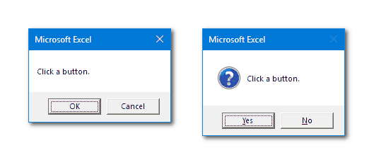 VBA MsgBox with Default Buttons VBA MsgBox with Default Buttons