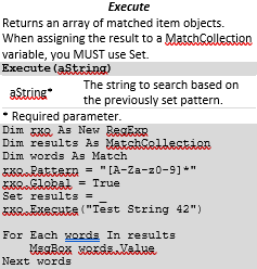 VBA Regex Excerpt